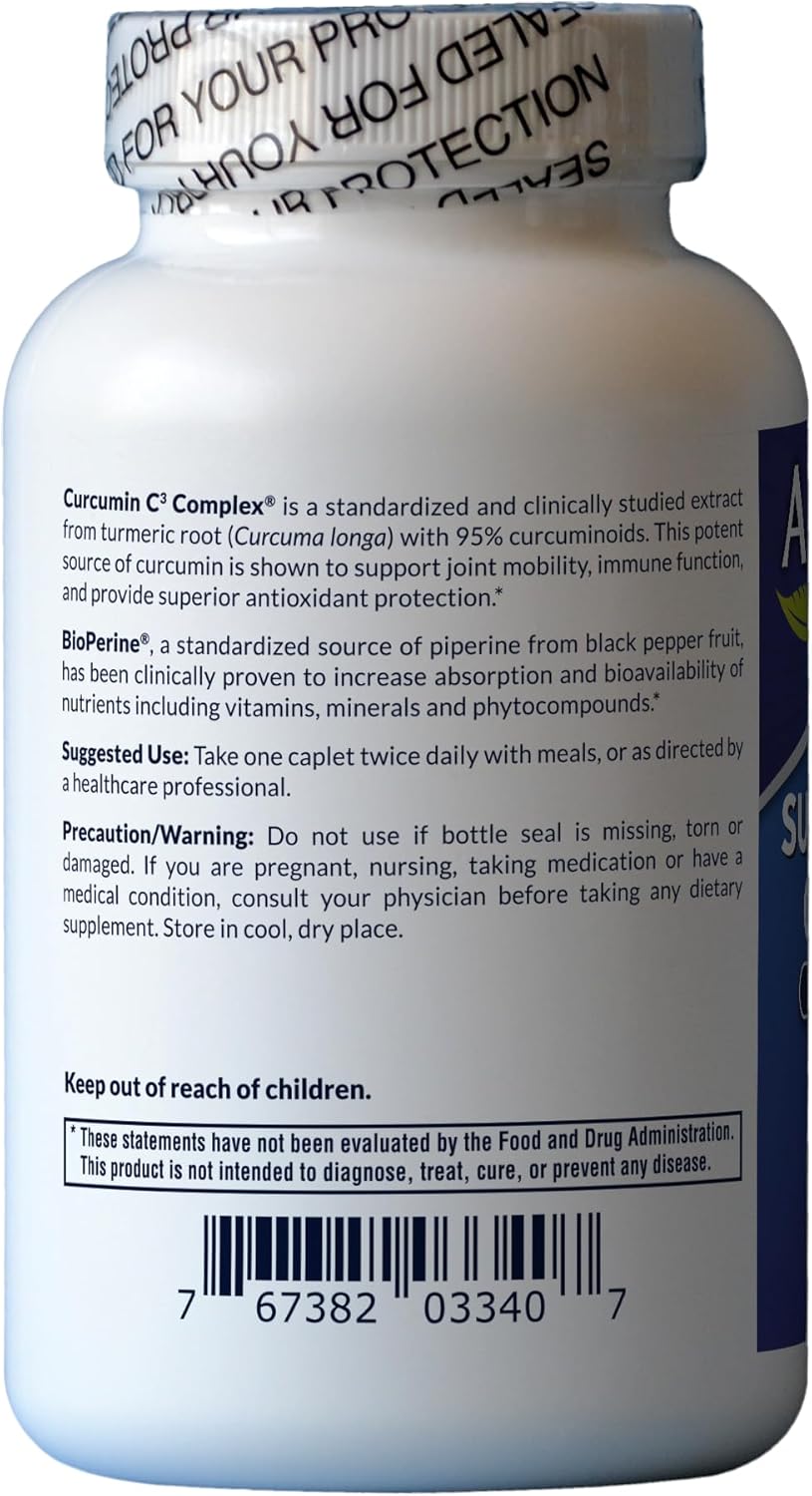 AFI Super Curcumin C3 Complex 1000mg with Turmeric 95% and Black Pepper Extract for Joint Health - Vegetarian, Gluten-Free, Non-GMO Formula by AFI AMERICA's FINEST INC