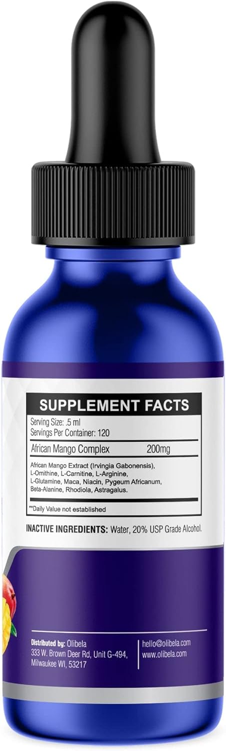 African Mango Liquid Drops for Weight Loss Support - Keto Detox, Appetite Suppressant, Vegan, USA Made - 2fl oz