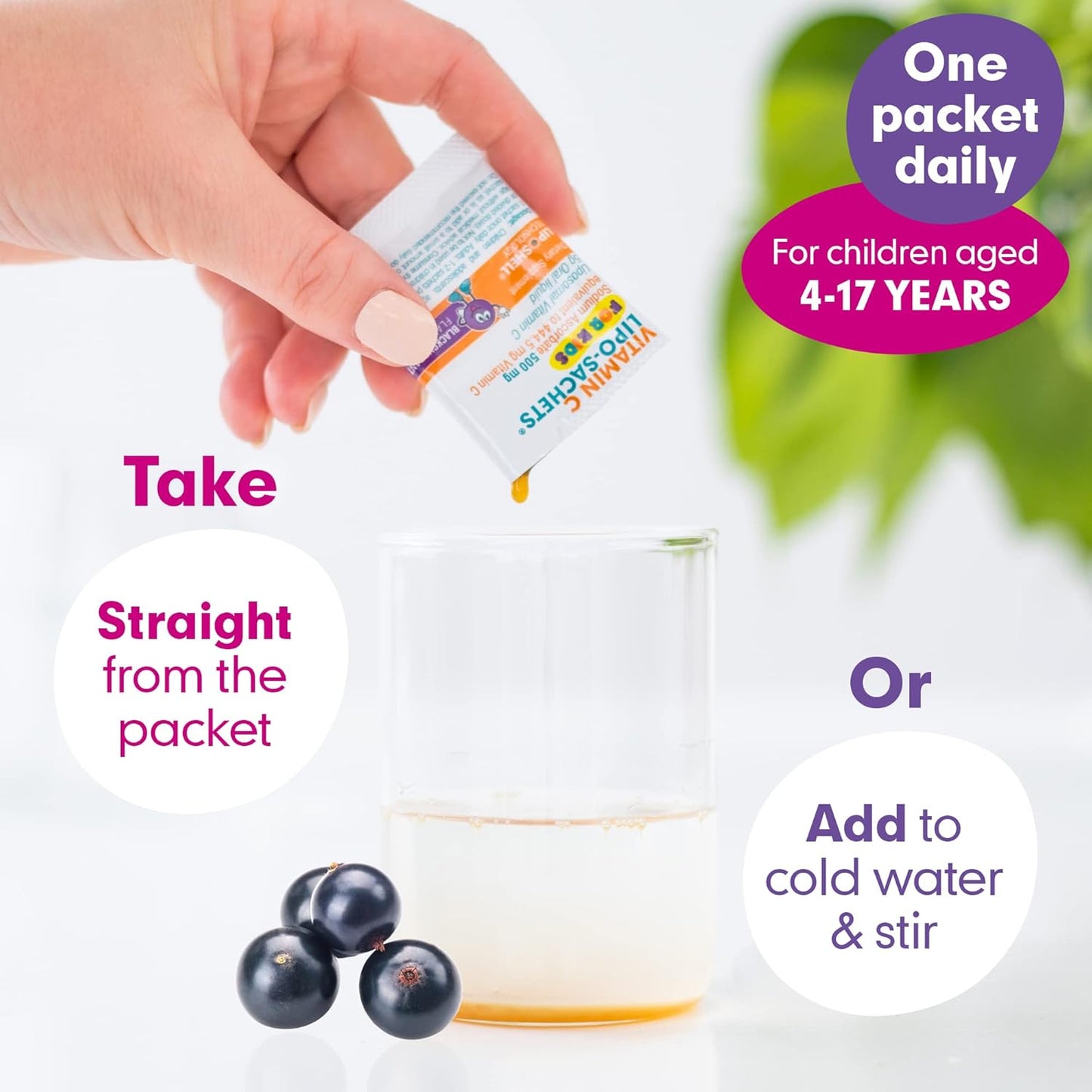 AFT Pharmaceuticals Kids Liposomal Vitamin C Gel Sachets - Blackcurrant Flavor, Immune Support Supplement for Children, 30 Pack