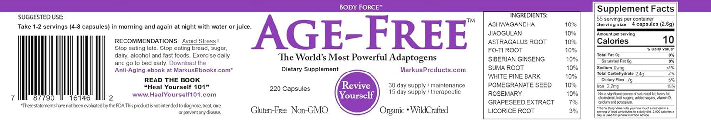 Age-Free Antioxidant & Adaptogen Capsules - Tocotrienols, B Complex, Ellagitannin, Ashwagandha Supplement