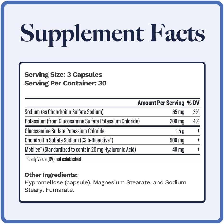 Agilen Joint Support Supplement with Glucosamine, Chondroitin, and Hyaluronic Acid - 90 Capsules