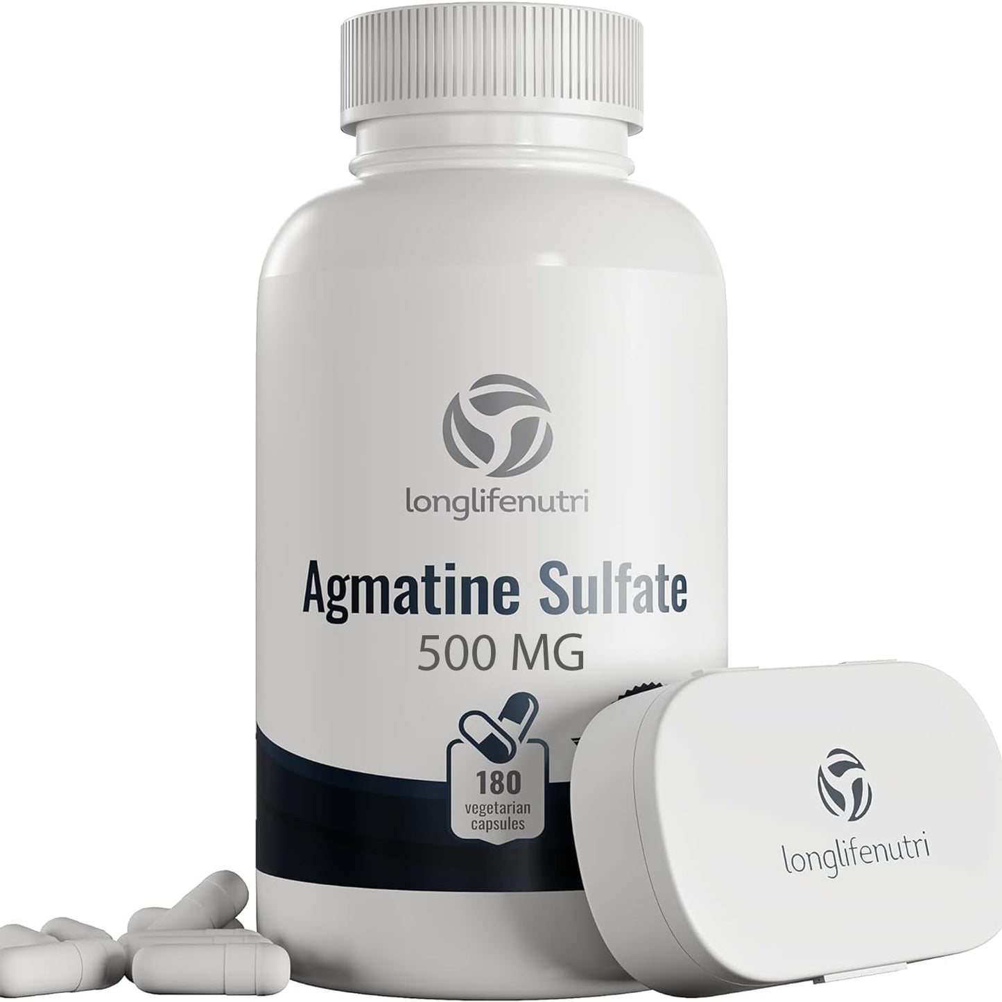 Agmatine Sulfate 500mg Capsules - 180 Count | Pre-Workout Nitric Oxide Supplement for Muscle Recovery, Strength, and Focus Boost