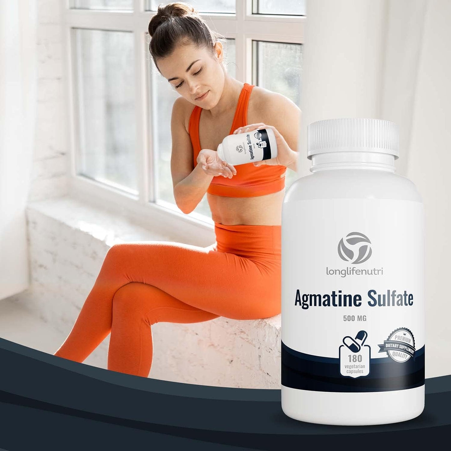 Agmatine Sulfate 500mg Capsules - 180 Count | Pre-Workout Nitric Oxide Supplement for Muscle Recovery, Strength, and Focus Boost