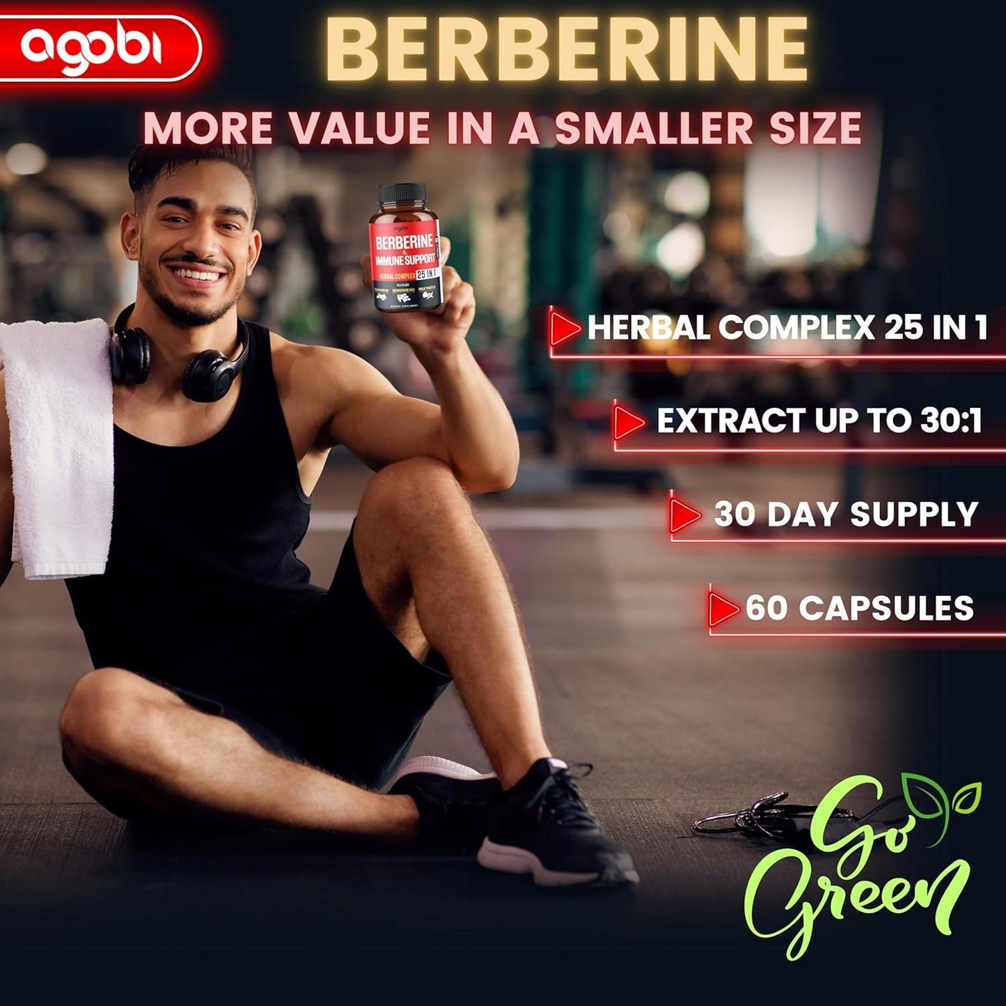 agobi Premium Berberine Supplement with Immune, Cardiovascular, and Digestive Support - 60 Capsules