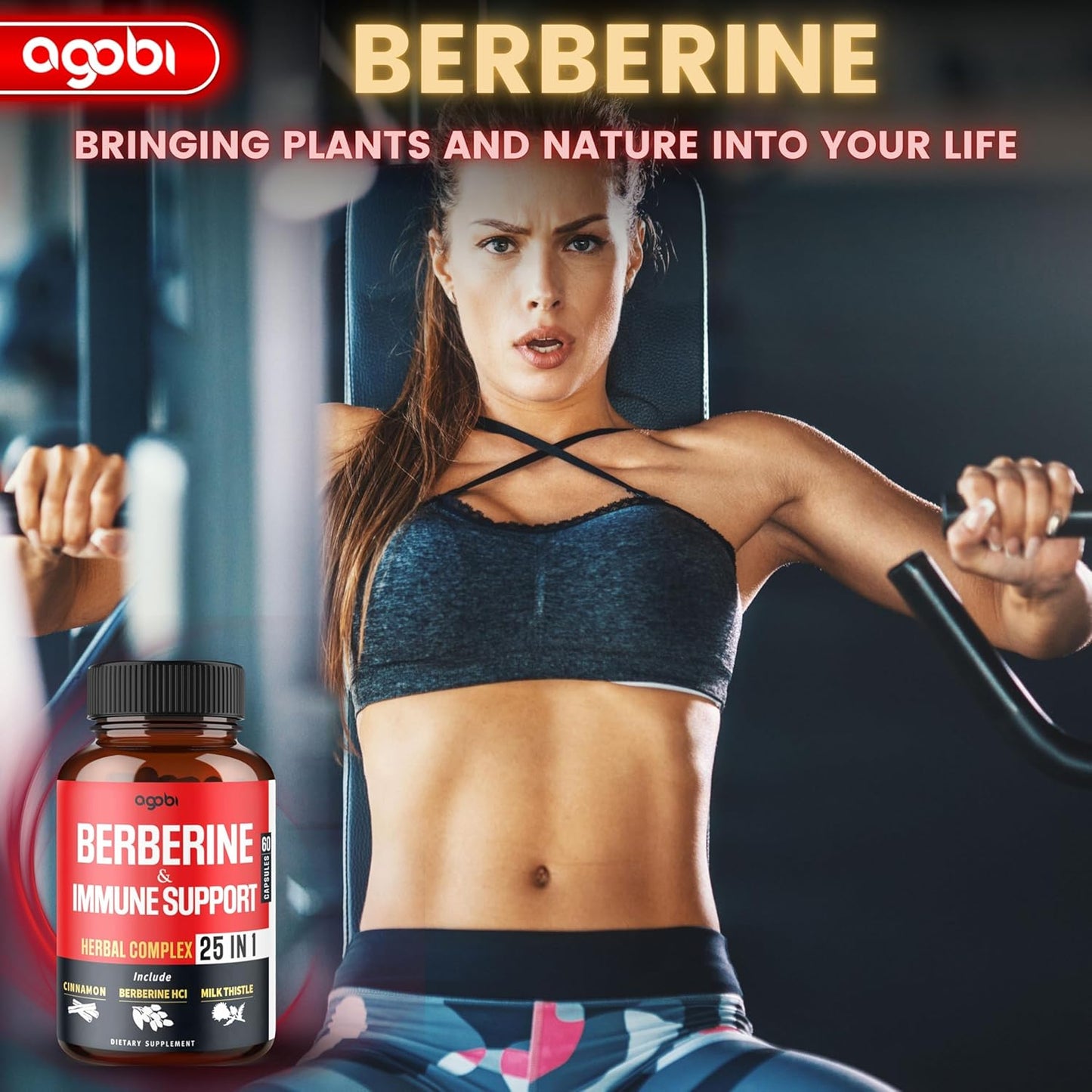 agobi Premium Berberine Supplement with Immune, Cardiovascular, and Digestive Support - 60 Capsules