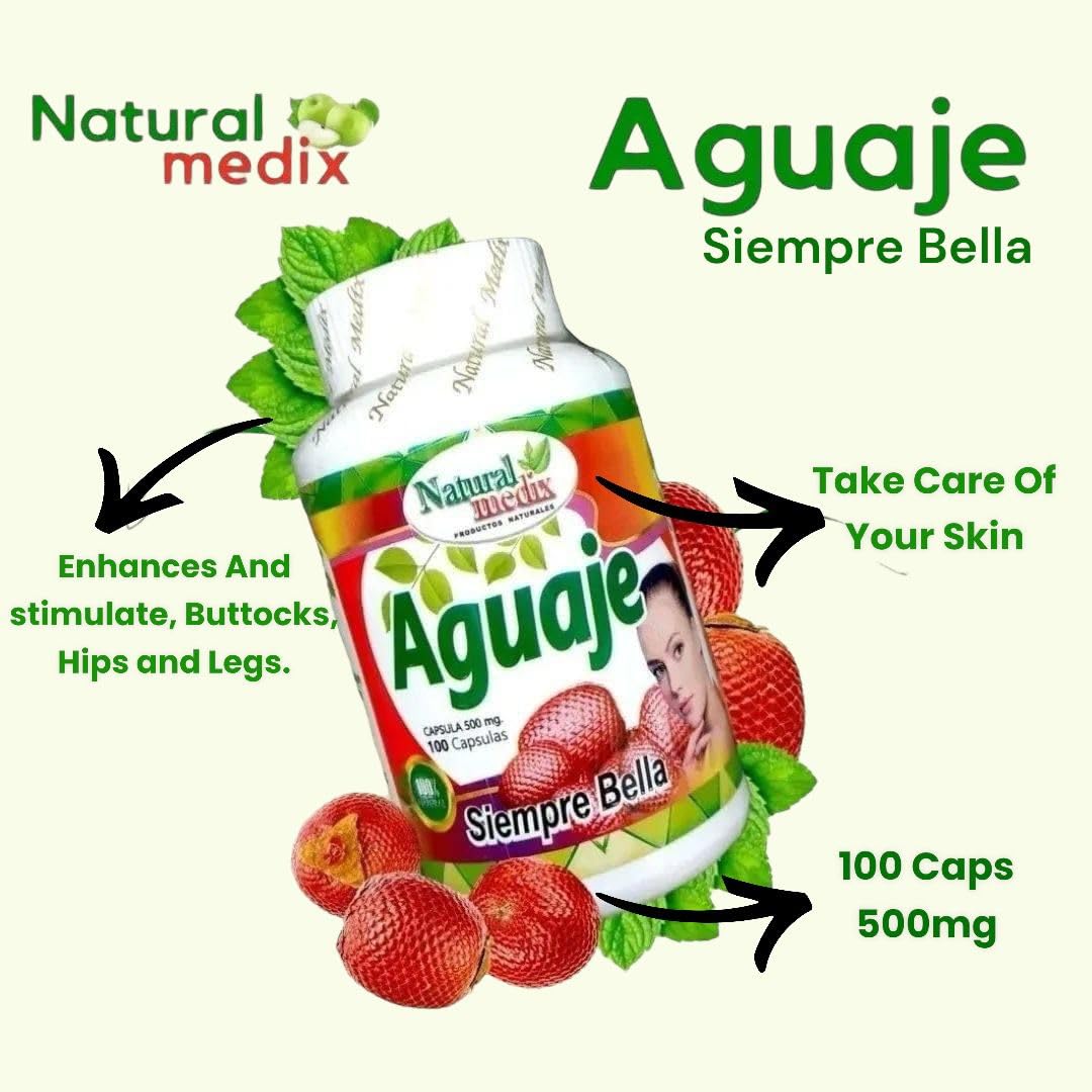 Aguaje Siempre Bella - Natural Peruvian Beauty Supplement for Skin, Hair, and Hormonal Support - 100 Capsules