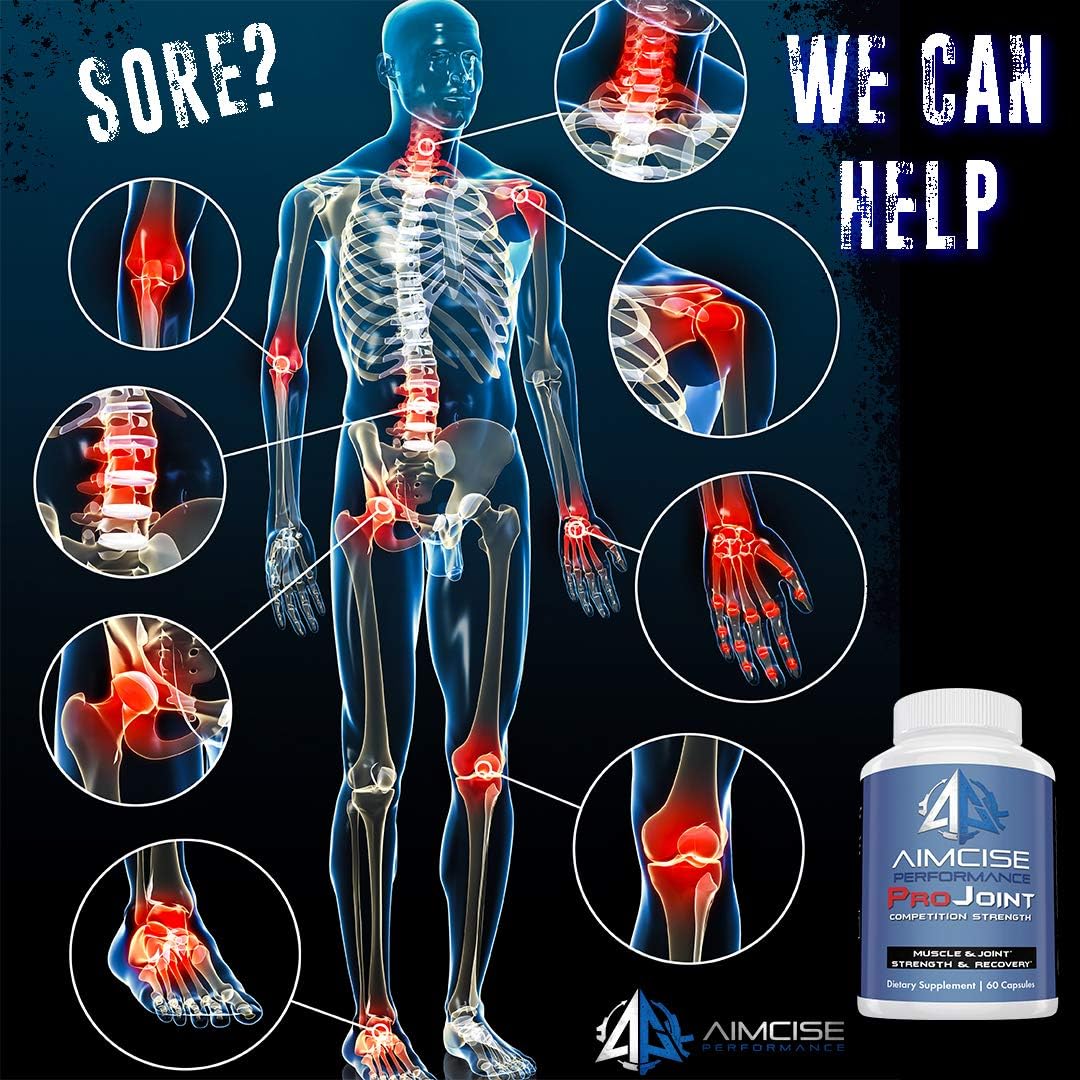 Aimcise Performance ProJoint Supplement with Glucosamine and Turmeric - Powerful Muscle and Joint Recovery Support - 60 Day Supply
