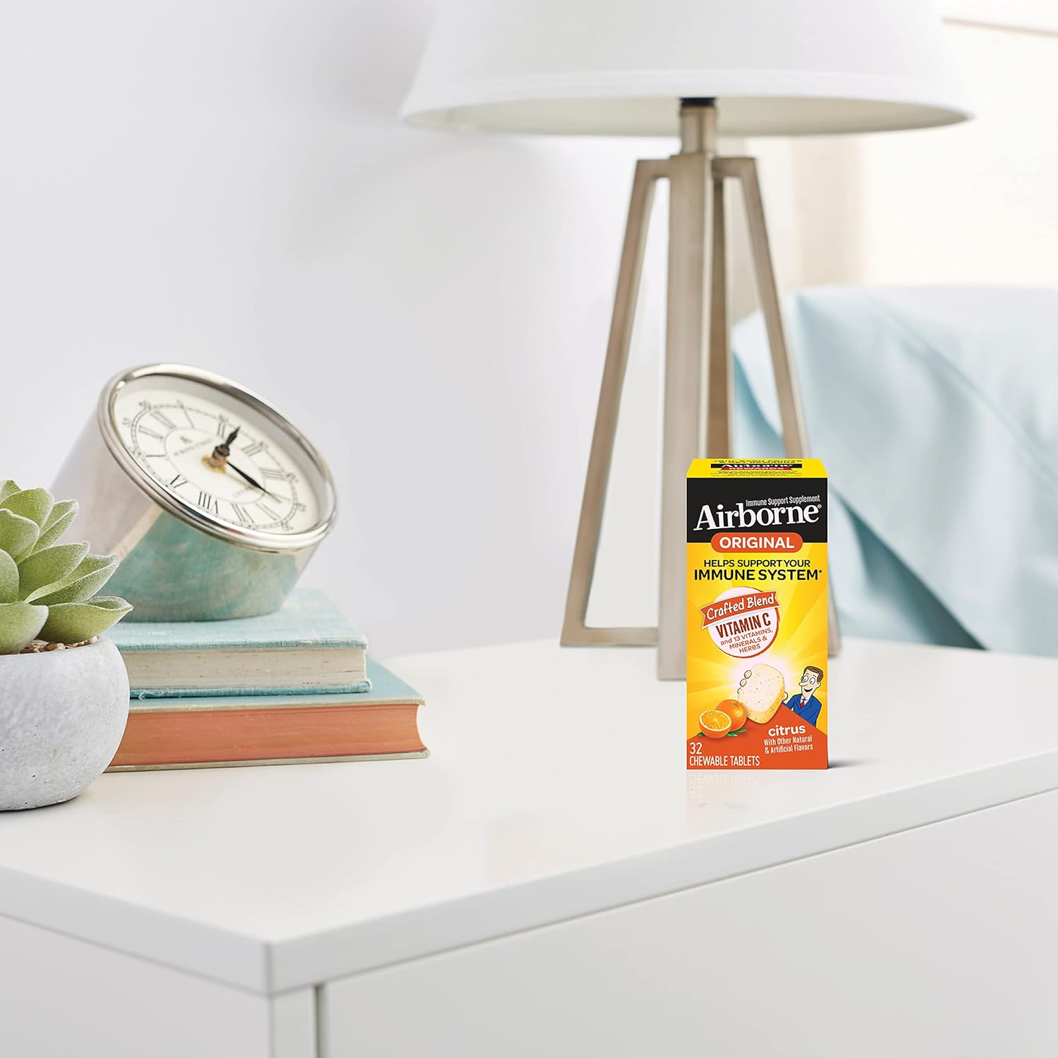 Airborne 1000mg Vitamin C & Zinc Chewable Tablets - Immune Support Supplement with Antioxidants - 32 Citrus Flavor Tablets