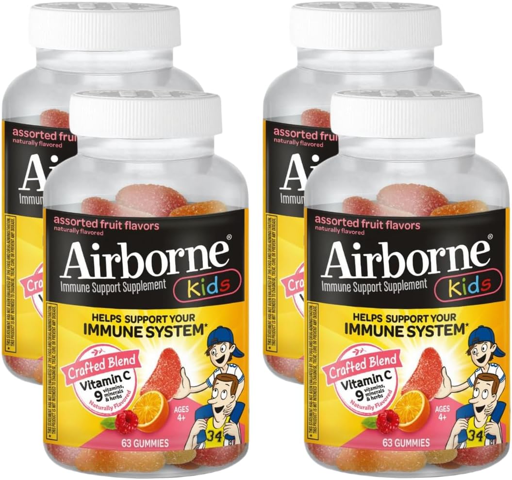 Airborne Kids Immune Support Gummies with Vitamin C & Zinc - 252 Gummies, Assorted Fruit Flavor Pack
