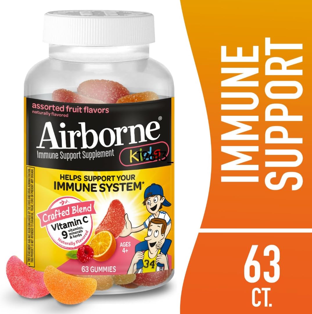 Airborne Kids Immune Support Gummies with Vitamin C & Zinc - 252 Gummies, Assorted Fruit Flavor Pack