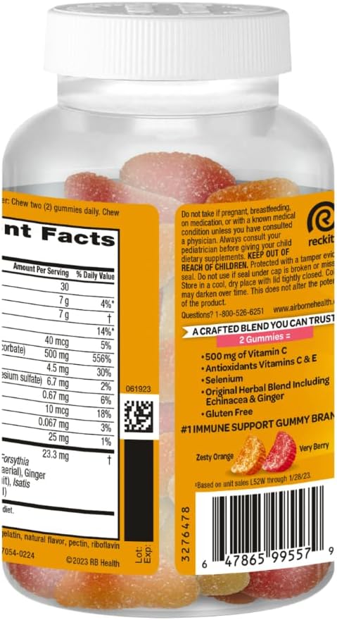 Airborne Kids Immune Support Gummies with Vitamin C & Zinc - 252 Gummies, Assorted Fruit Flavor Pack