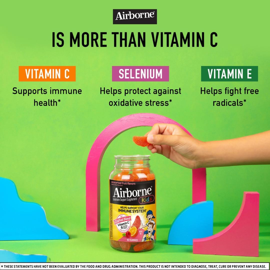 Airborne Kids Immune Support Gummies with Vitamin C & Zinc - 252 Gummies, Assorted Fruit Flavor Pack
