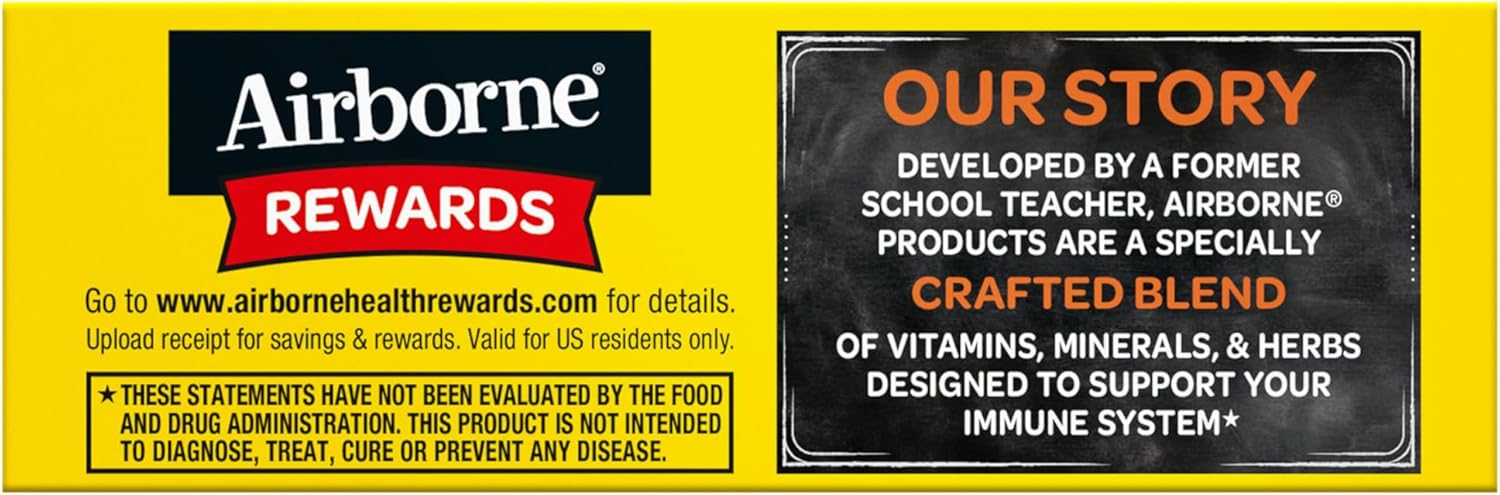 Airborne Sugar-Free Vitamin C with Zinc Tablets - Immune Support with Antioxidants - 30 Effervescent Fizzy Drink Tablets, Orange Flavor