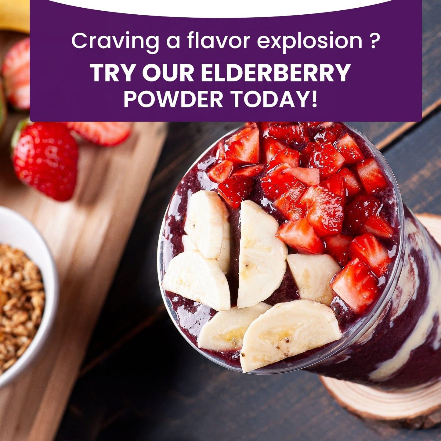 AKI Organic Elderberry Powder for Smoothies, Oatmeal, and Yogurt - Non-GMO Superfood Rich in Vitamins and Nutrients - 5.30 Oz / 150 g