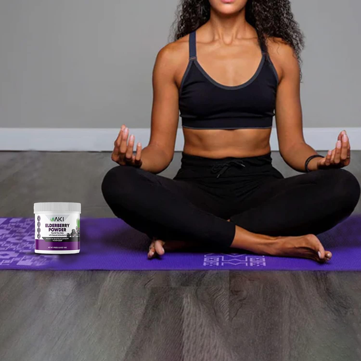 AKI Organic Elderberry Powder for Smoothies, Oatmeal, and Yogurt - Non-GMO Superfood Rich in Vitamins and Nutrients - 5.30 Oz / 150 g