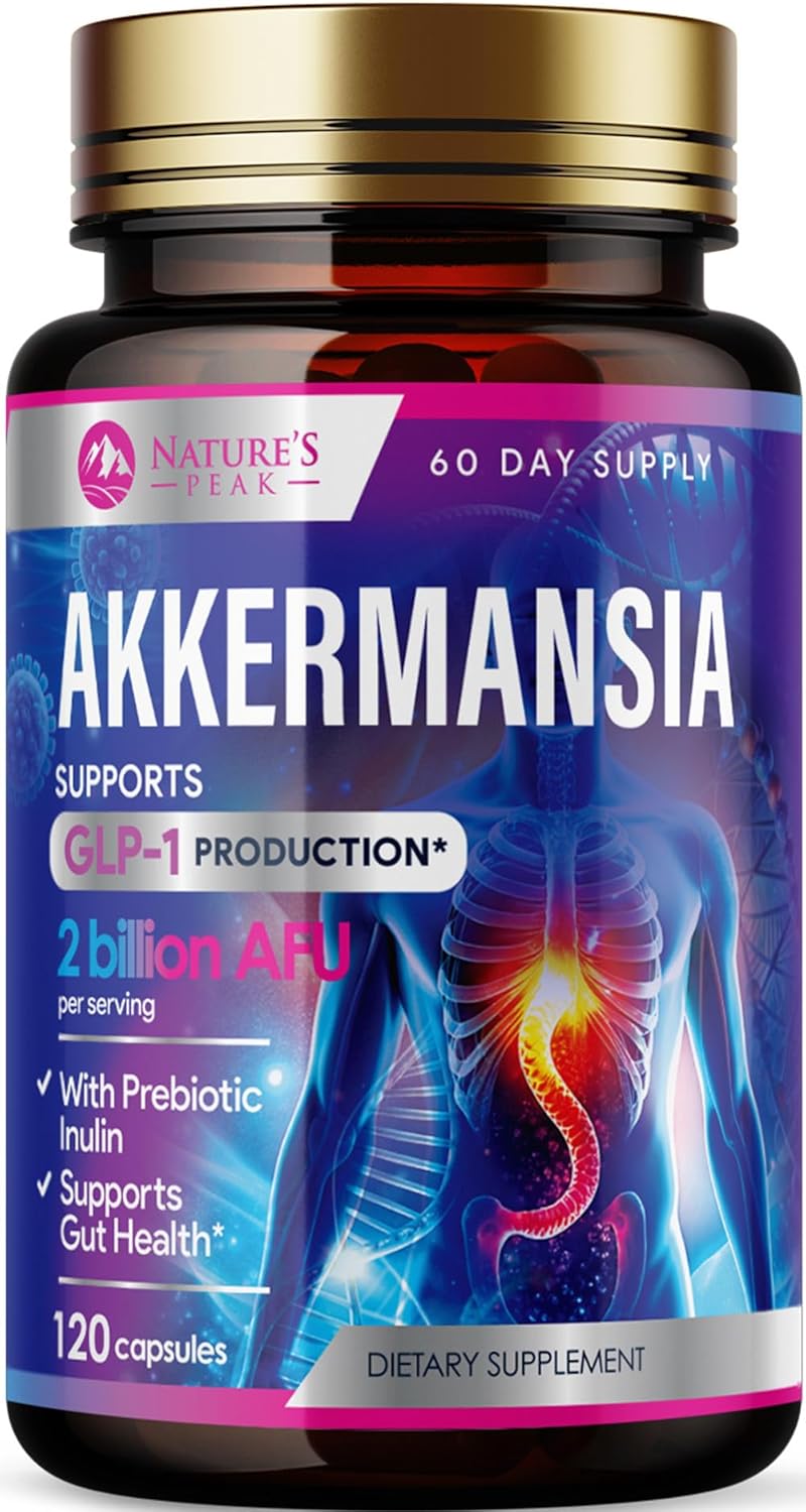 Akkermansia Muciniphila Probiotic with Prebiotic Fiber for Digestive & Immune Health - 120 Capsules