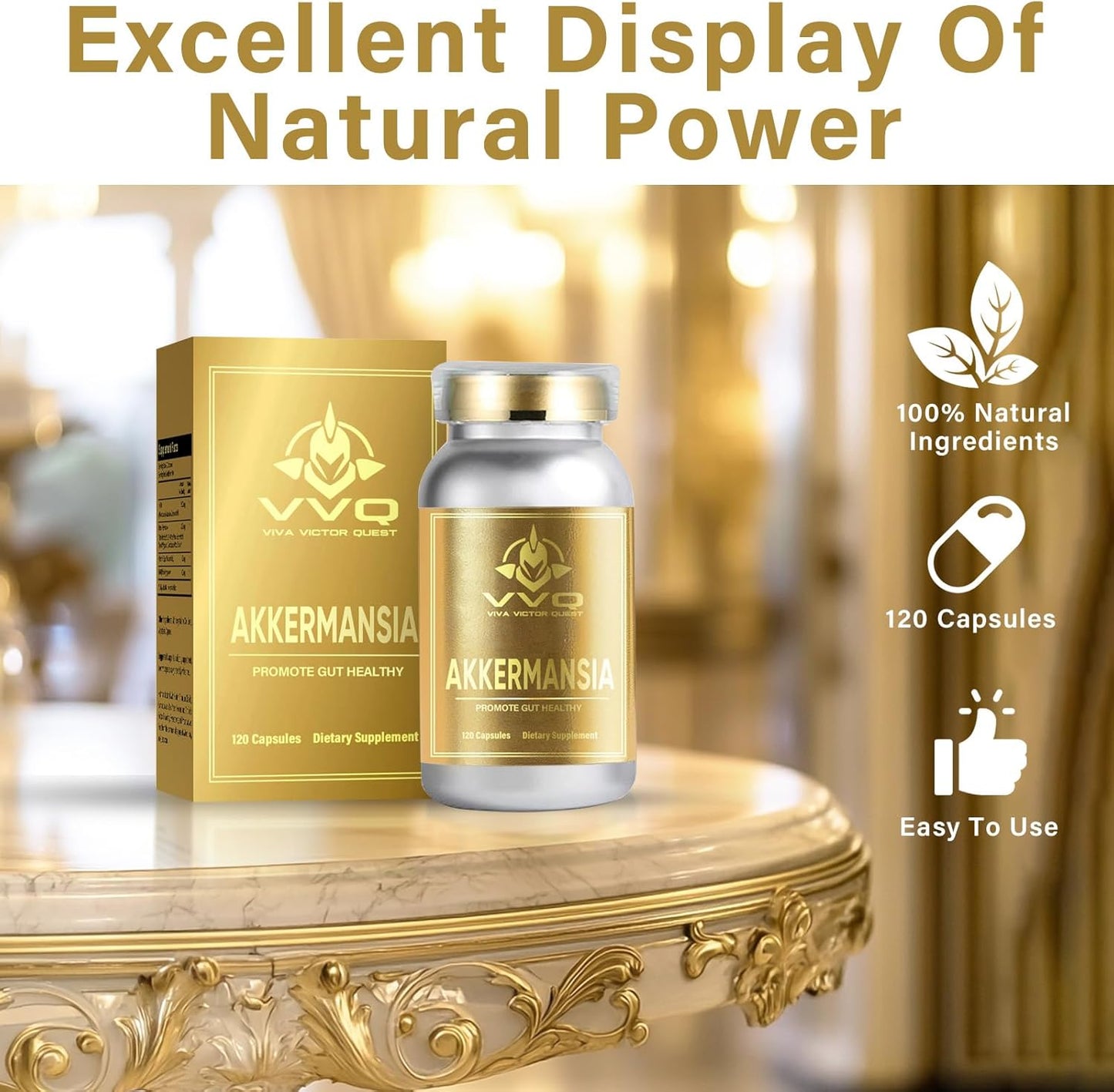 Akkermansia Prebiotic and Probiotic Supplement for Digestive and Immune Health - 300 Billion AFU Muciniphila Strain - 120 Capsules