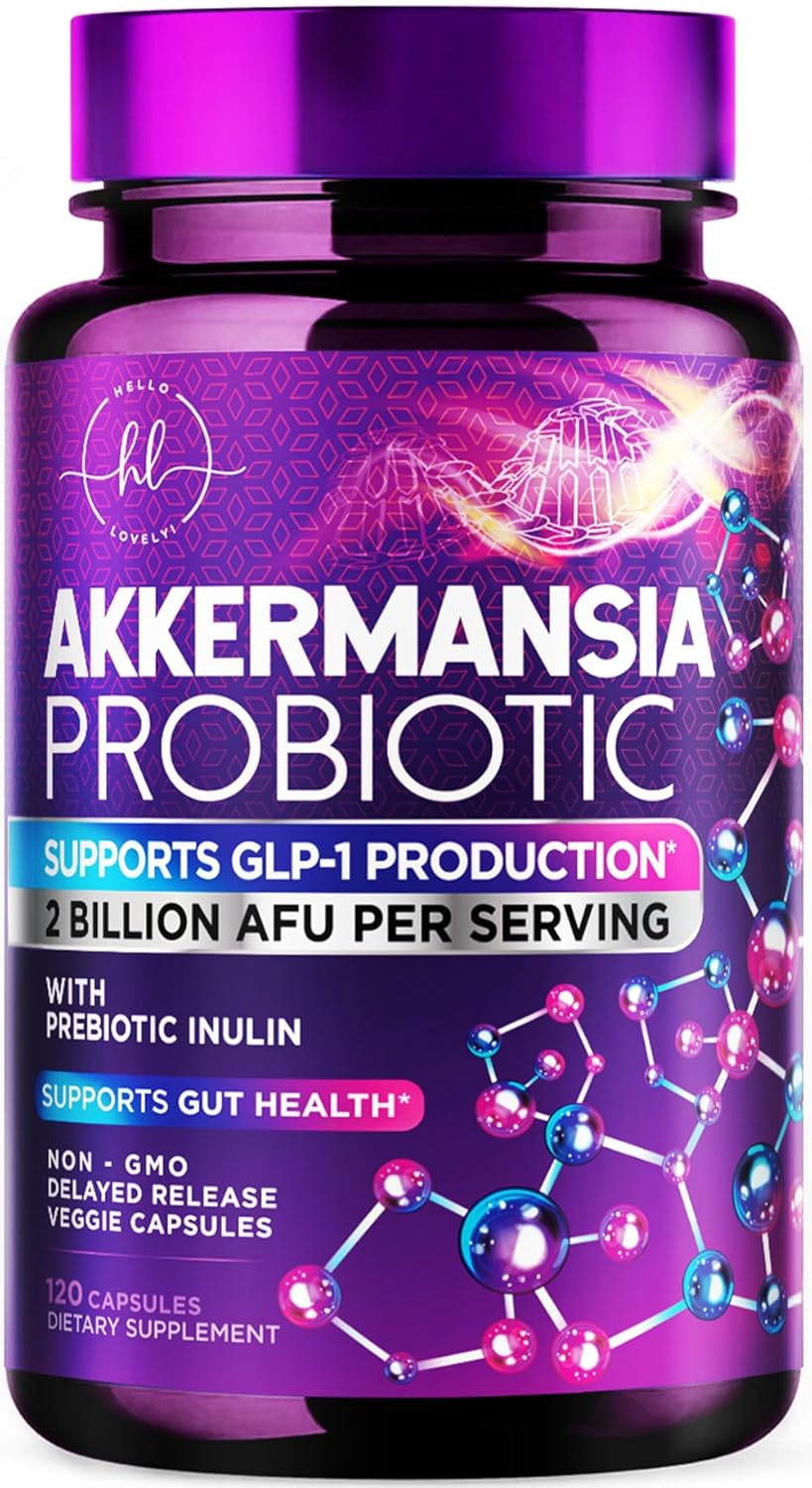 Akkermansia Probiotic Supplement with Inulin Fiber - 2 Billion AFU, GLP-1 & Digestive Health Support - 120 Capsules