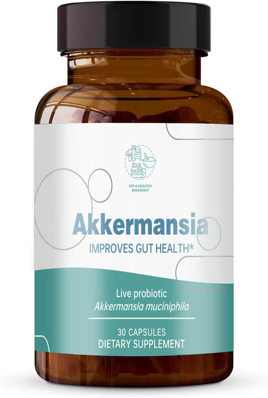 Akkermansia Probiotic with Prebiotic Fiber - Boosts GLP-1 Levels, Supports Gut Health & Weight Loss - 30 Capsules