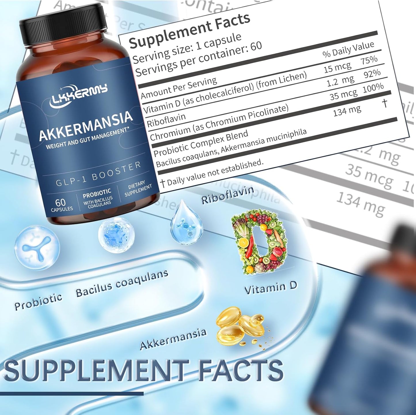 Akkermansia Supplement for Gut Health - Unisex Formula - 1 Pack