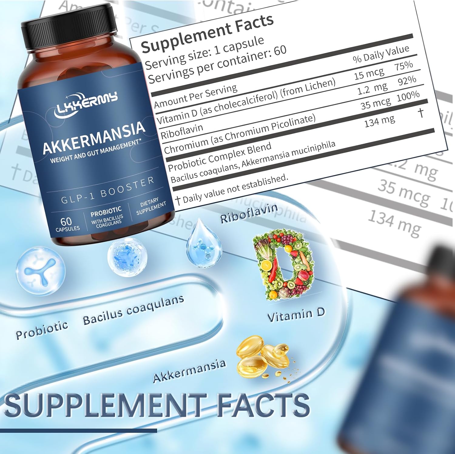 Akkermansia Supplement for Gut Health - Unisex Formula - 1 Pack