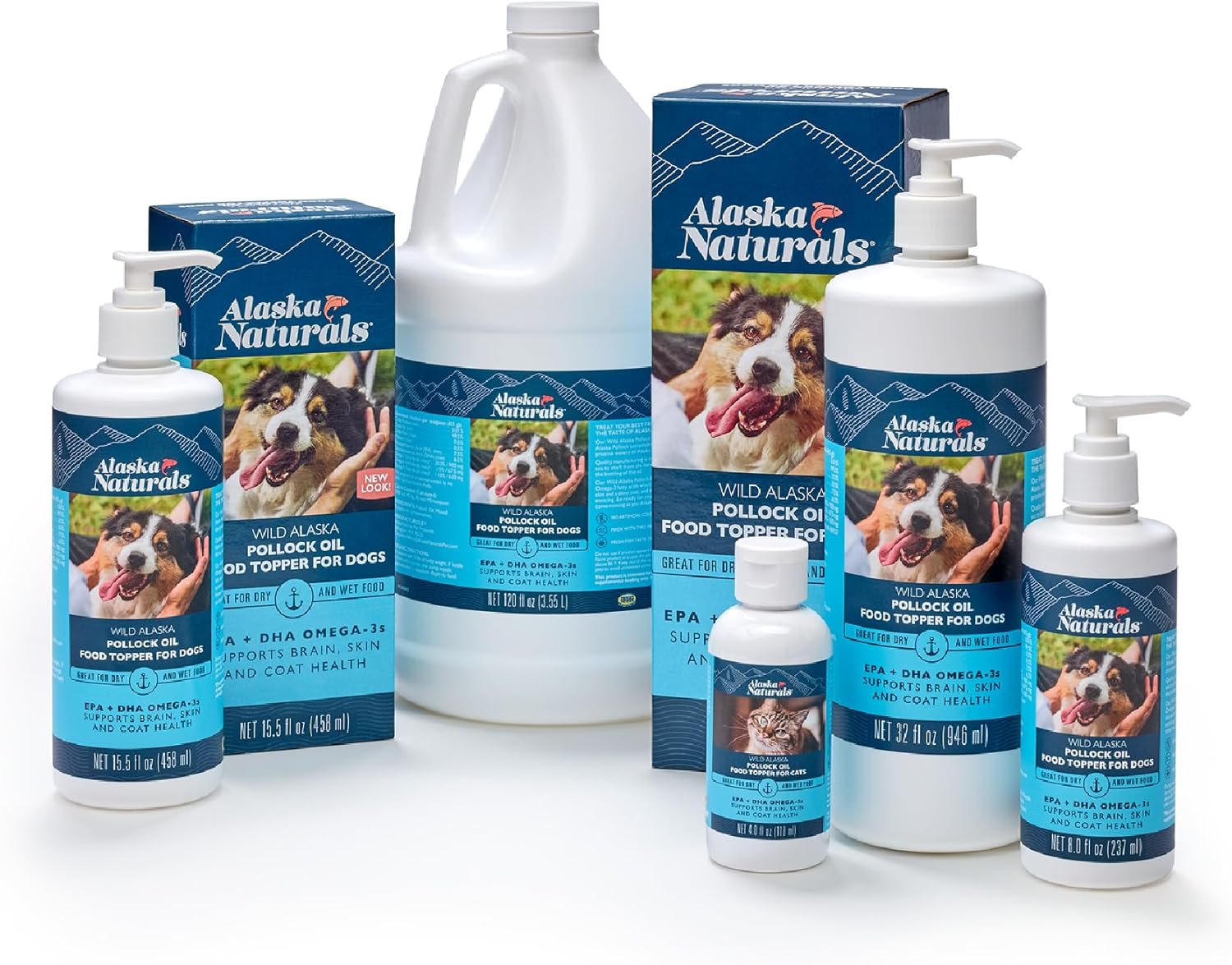 Alaska Naturals Wild Alaskan Fish Oil for Dogs - Omega 3 Dog Supplements - Supports Skin, Coat, Brain Health - Natural Liquid Topper - 8 oz. Pump