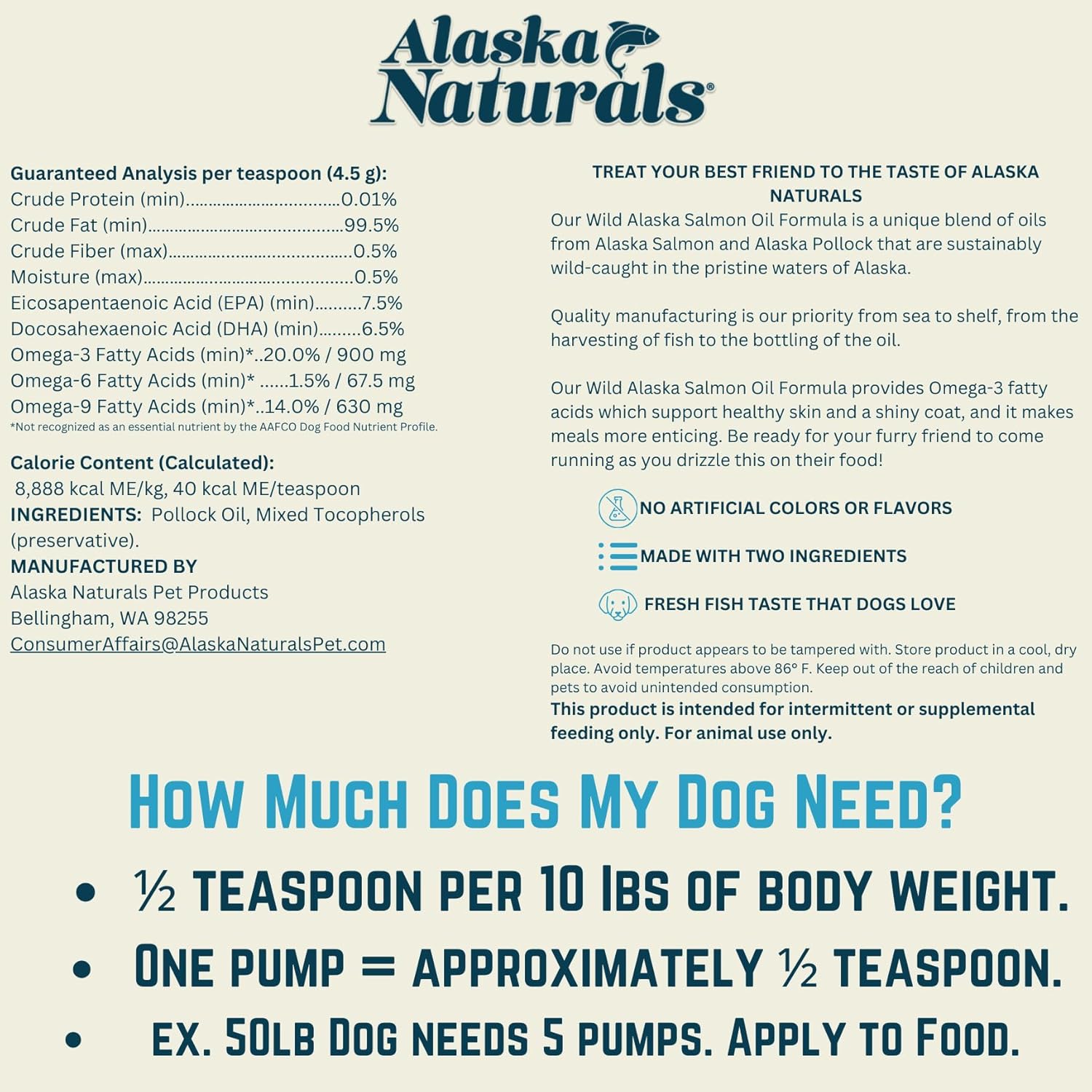 Alaska Naturals Wild Alaskan Fish Oil Supplement for Dogs Skin and Coat - EPA DHA Omega 3 Fatty Acids Liquid Topper 15.5 oz. Pump - Sustainable