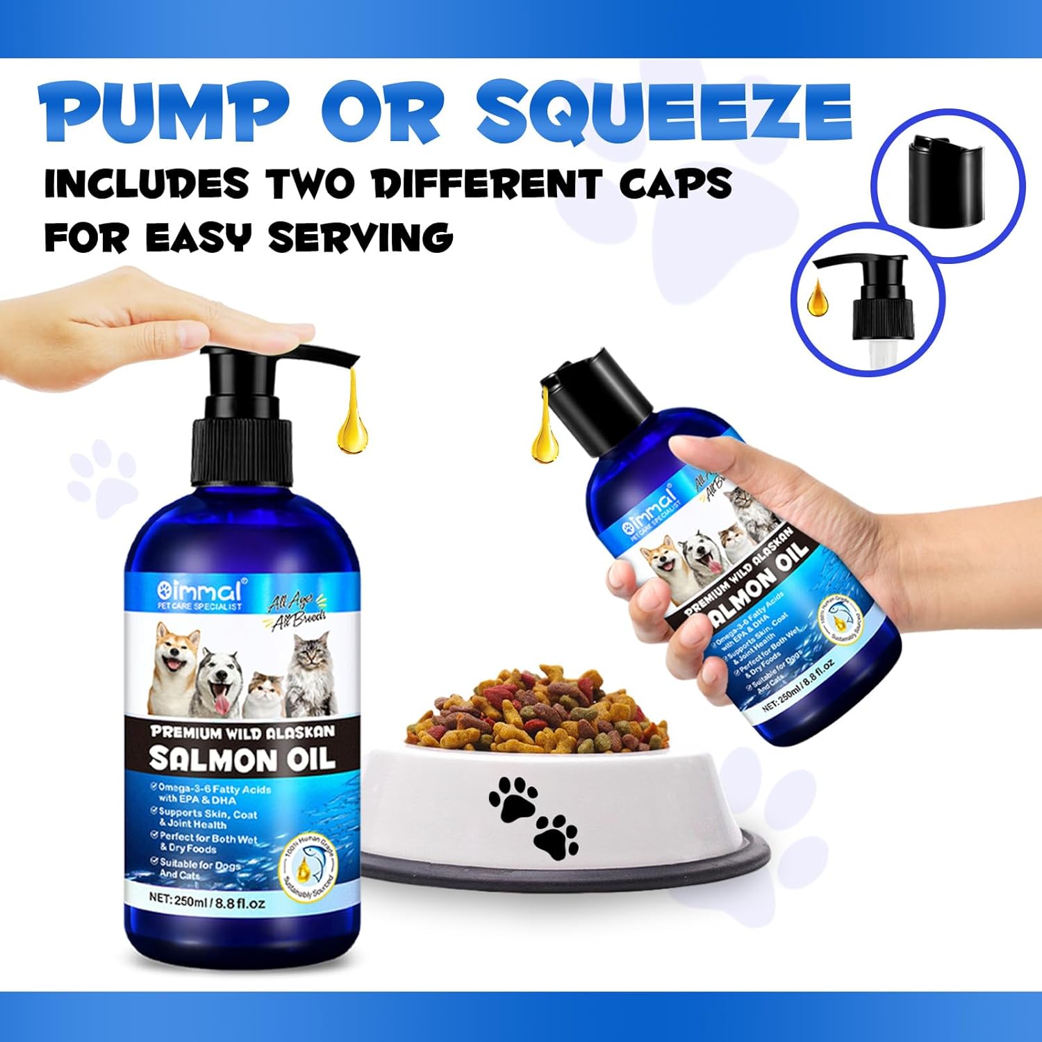 Alaskan Salmon Oil for Dogs & Cats - 8.8 oz Pure Omega 3 Fish Oil with Omega 6 Fatty Acids, EPA & DHA - Anti-inflammatory Skin & Coat Supplement for Pets