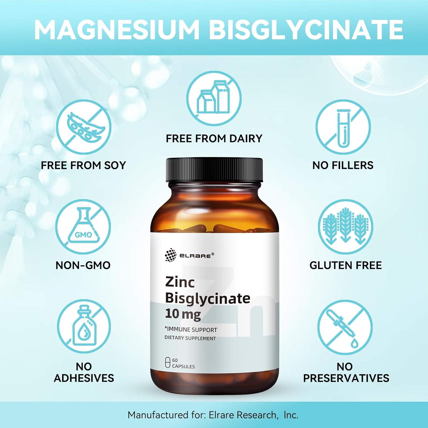 Albion TRAACS Zinc Bisglycinate Supplement 10mg, 60 Mini Capsules Size#2