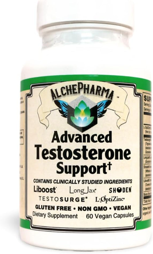AlchePharma Strength & Stamina Enhancer Supplement - Vegan Capsules with Zinc, Fenugreek, Longjack, Ashwagandha, Turmeric - 60 Vcaps