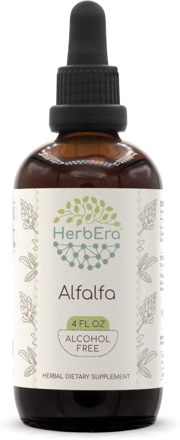 Alcohol-Free Alfalfa Herbal Extract Tincture 4 fl oz - Concentrated Liquid Drops by HerbEra