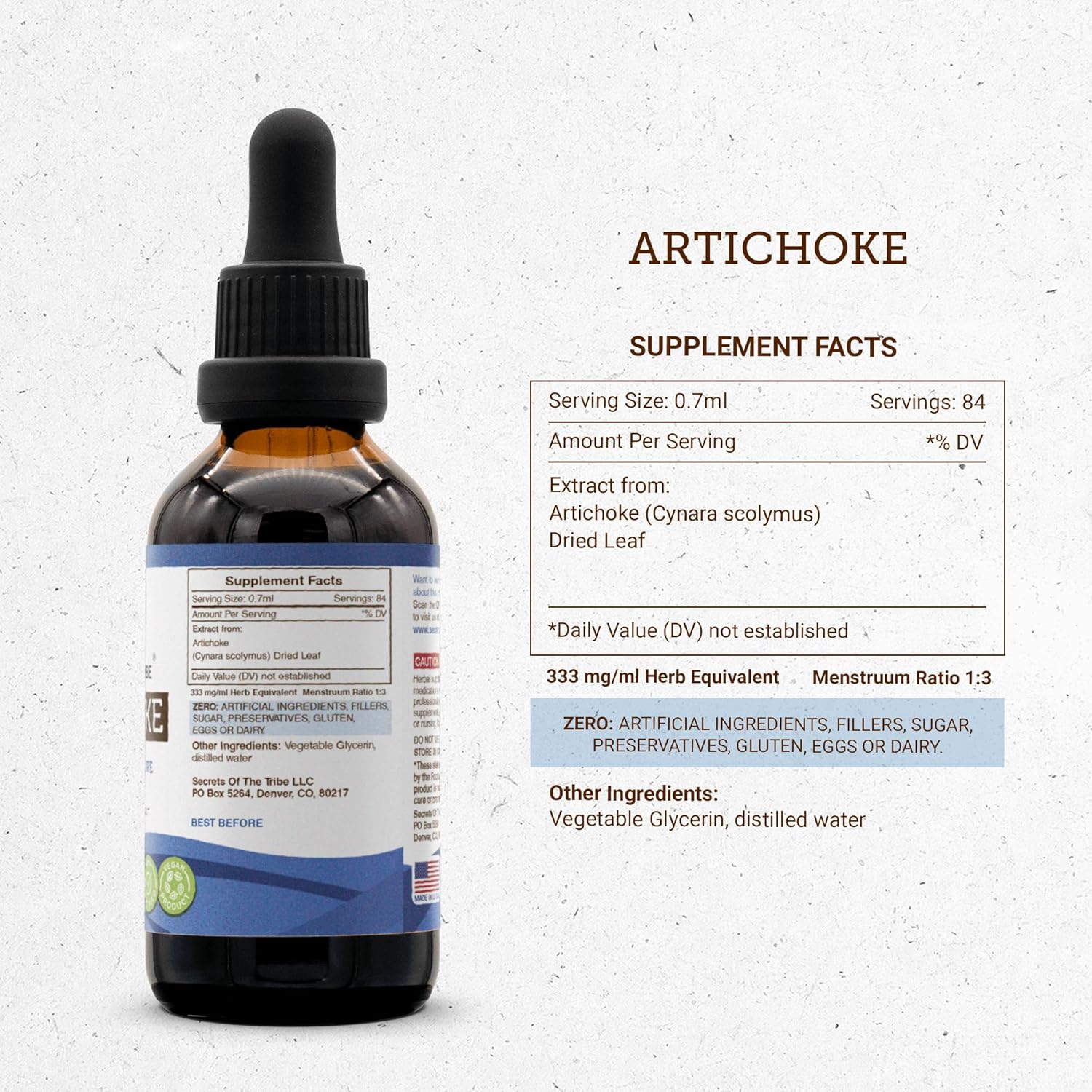 Alcohol-Free Artichoke Tincture Liquid Extract (2 FL OZ) by Secrets of the Tribe