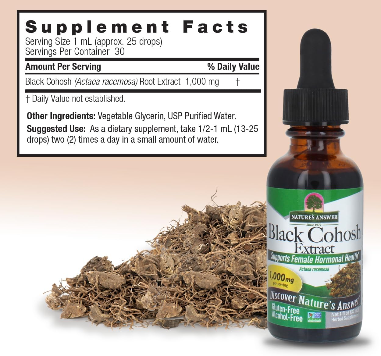 Alcohol-Free Black Cohosh Extract 1oz | Female Balance Support | Gluten-Free, Non-GMO | USA-Made | Cruelty-Free