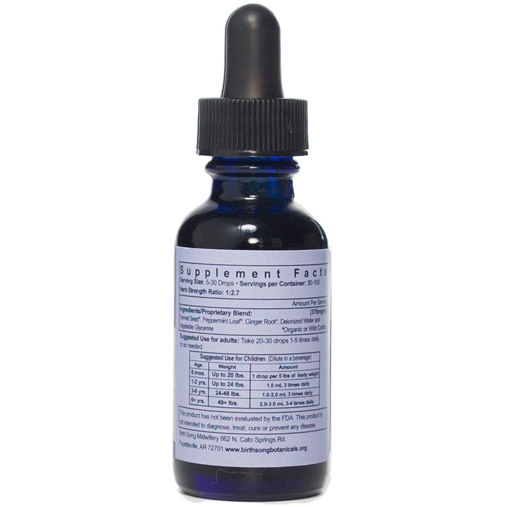 Alcohol-Free Herbal Ginger Root Stomach Soother Tincture by Birth Song Botanicals - 1oz Bottle