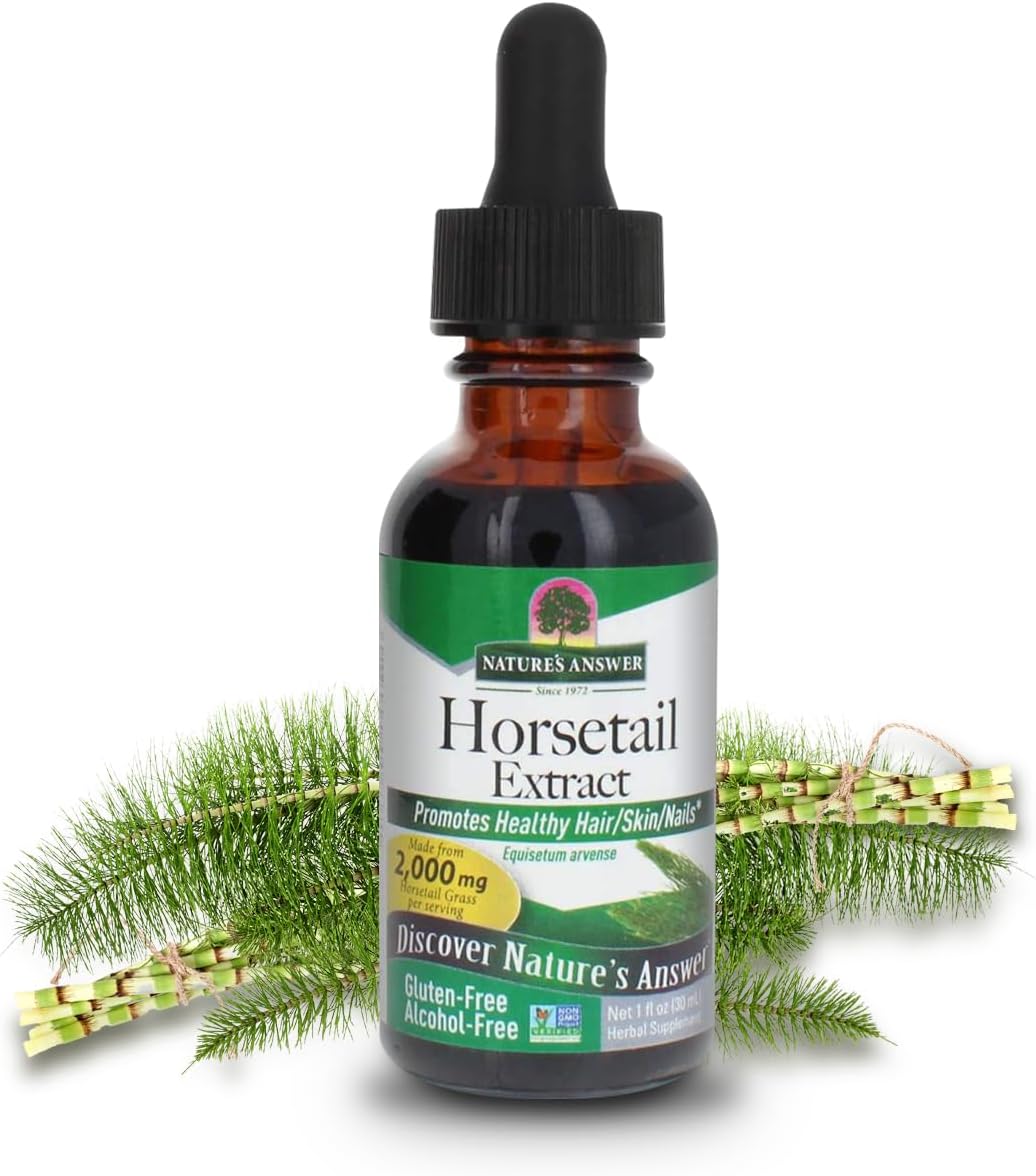 Alcohol-Free Horsetail Herb Extract 1oz Supplement | Supports Hair, Skin, Nails | Promotes Urinary Tract & Joint Health