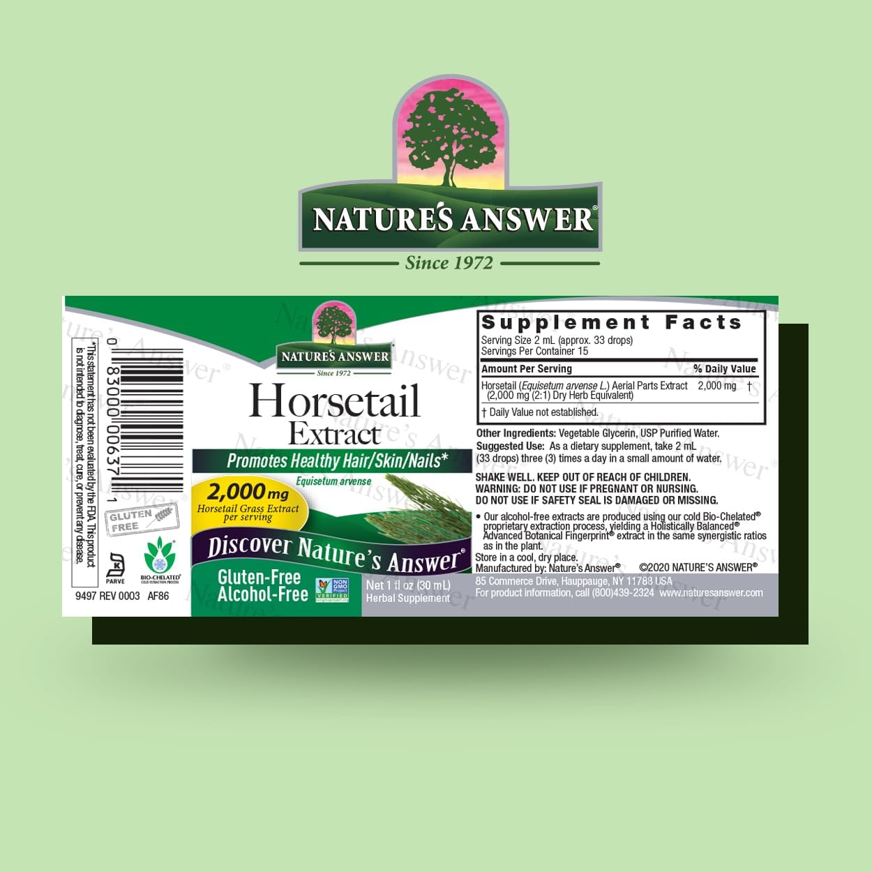 Alcohol-Free Horsetail Herb Extract 1oz Supplement | Supports Hair, Skin, Nails | Promotes Urinary Tract & Joint Health
