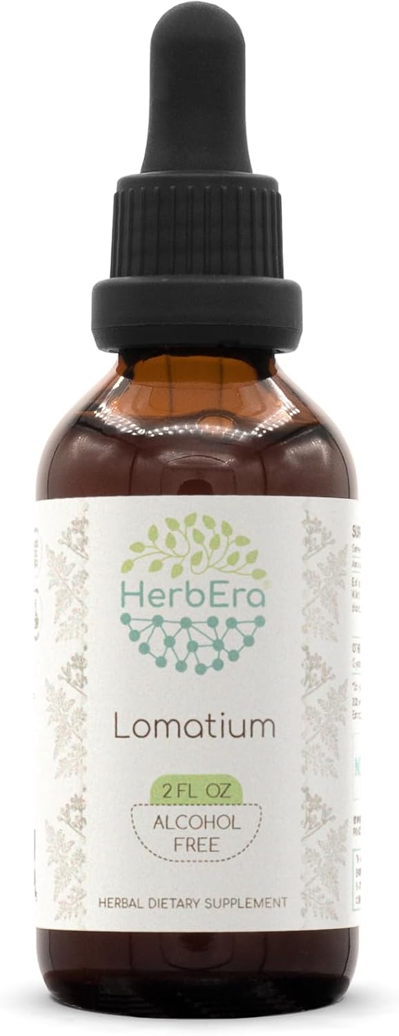 Alcohol-Free Lomatium B60 Herbal Extract Tincture 2 fl oz - Concentrated Liquid Drops by HerbEra