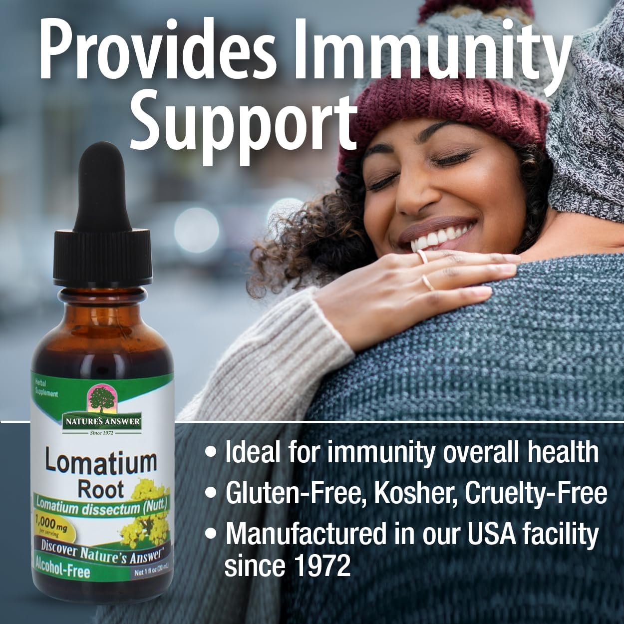 Alcohol-Free Nature's Answer Lomatium Root Herbal Extract - 1000 mg, Gluten-Free, 1 fl oz (2 Pack)