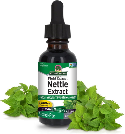 Alcohol-Free Nettle Leaf Extract 2000mg for Prostate Support - Concentrated Dark Green Herbal Supplement - 1oz, Non-GMO, Kosher, Gluten-Free