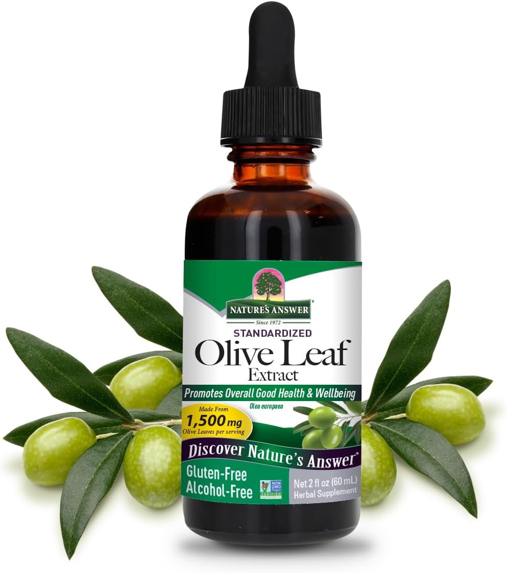 Alcohol-Free Olive Leaf Extract for Wellness, Non-GMO, Vegan, Gluten-Free, Made in USA - 2 Ounce