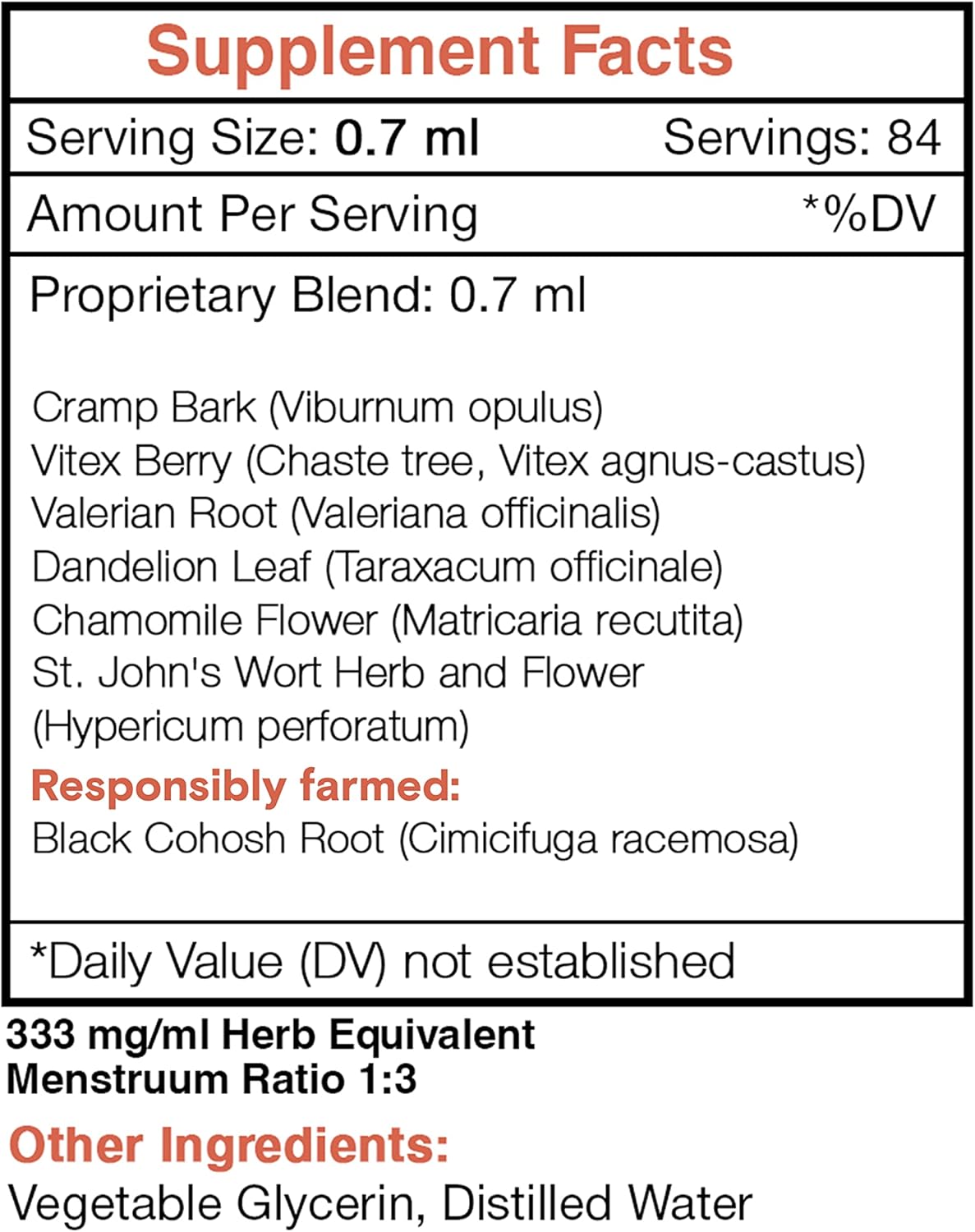 Alcohol-Free PMS Support Extract with Black Cohosh, Vitex, and Valerian for Hormonal Balance (2 fl oz)