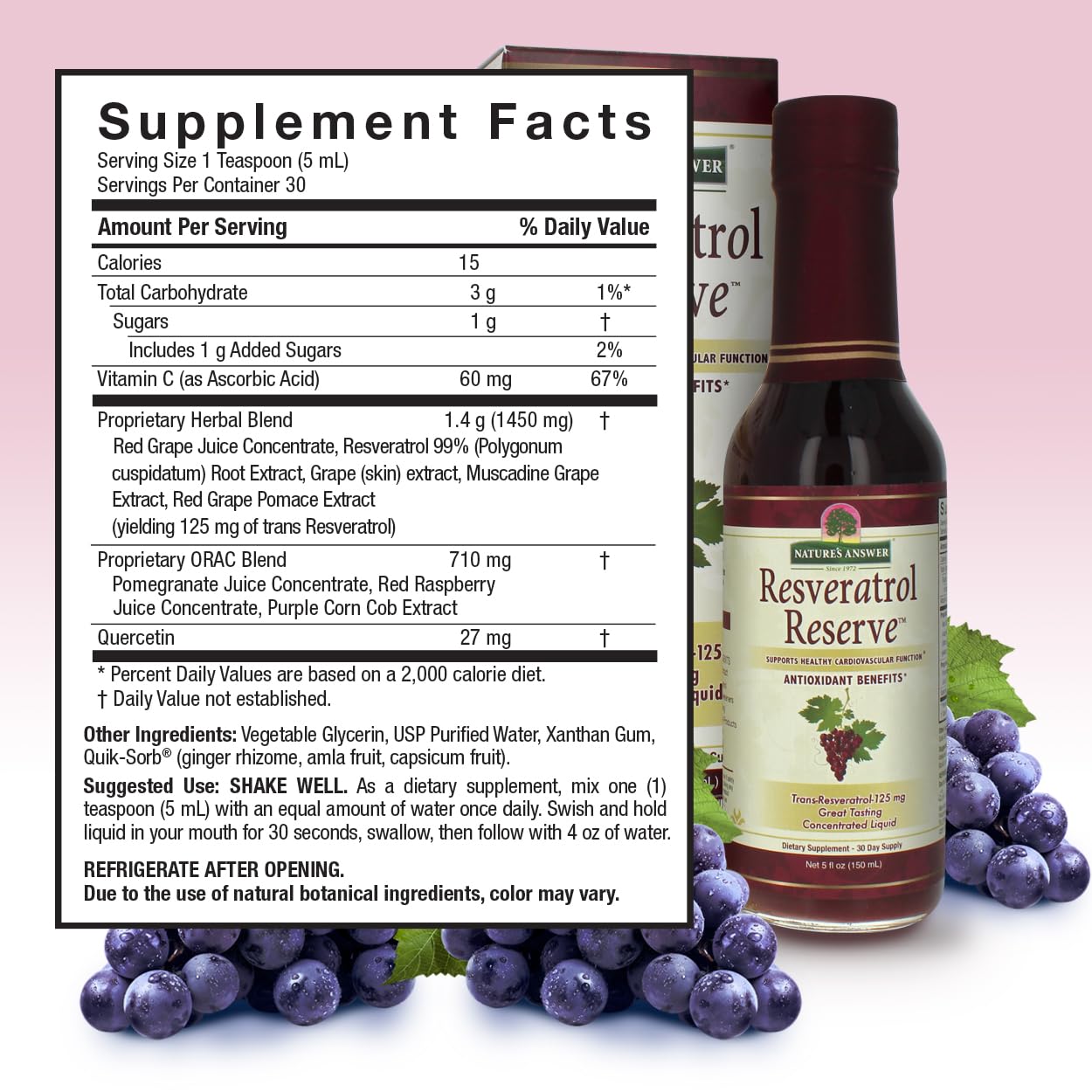 Alcohol-Free Resveratrol Reserve Liquid Concentrate 5oz - Antioxidant-Rich Wellness Booster for Immune Support