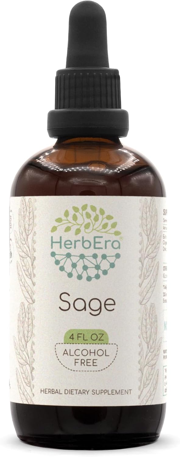 Alcohol-Free Sage Herbal Extract Tincture, Concentrated Liquid Drops - 4 fl oz