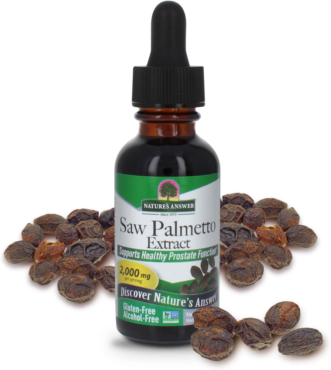 Alcohol-Free Saw Palmetto Berry Extract for Prostate & Urinary Health, 1oz - Promotes Hair Growth