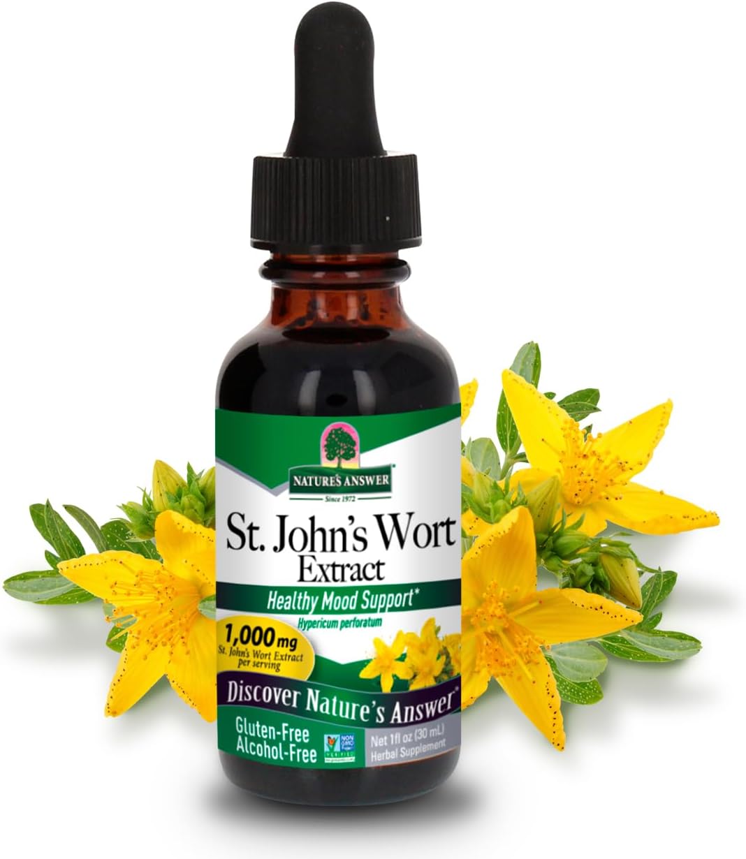 Alcohol-Free St. John's Wort Liquid Extract for Healthy Mood Support - Non-GMO, Kosher & Gluten-Free 1oz