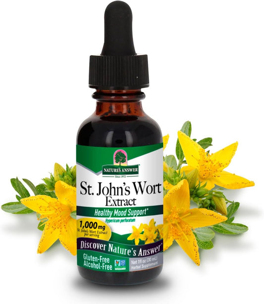 Alcohol-Free St. John's Wort Liquid Extract for Healthy Mood Support - Non-GMO, Kosher & Gluten-Free 1oz