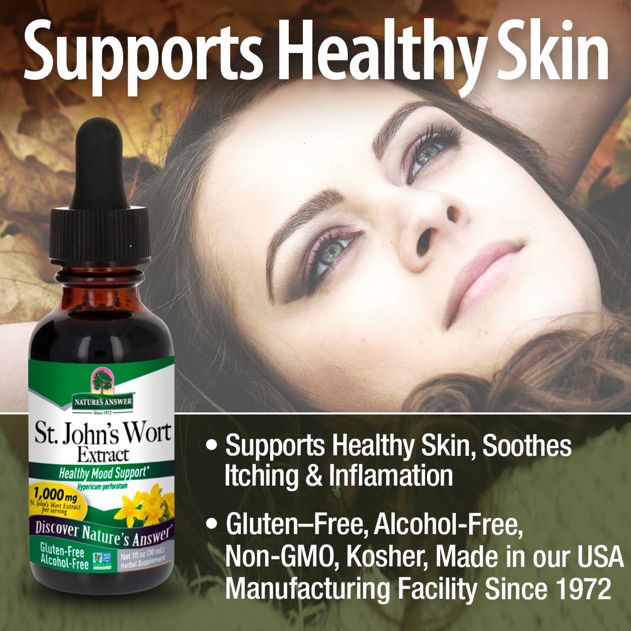 Alcohol-Free St. John's Wort Liquid Extract for Healthy Mood Support - Non-GMO, Kosher & Gluten-Free 1oz