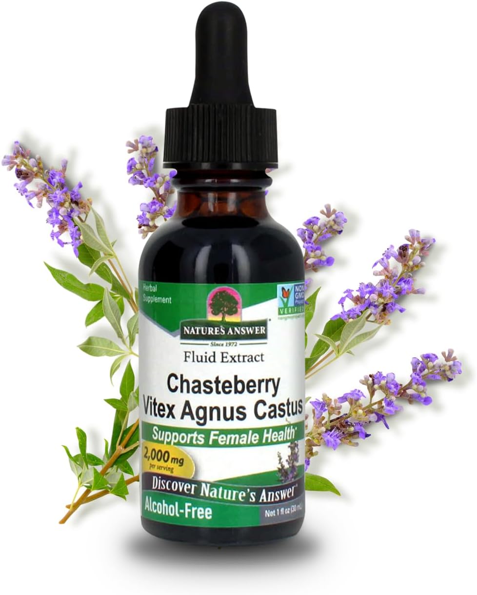 Alcohol-Free Vitex Berry Extract for Hormonal Balance, 1oz - Supports Ovulation and Menopause