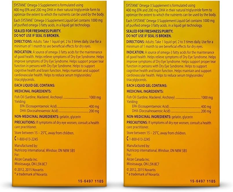 Alcon Systane Omega-3 Vitamin Softgel for Healthy Tears - 60 Count