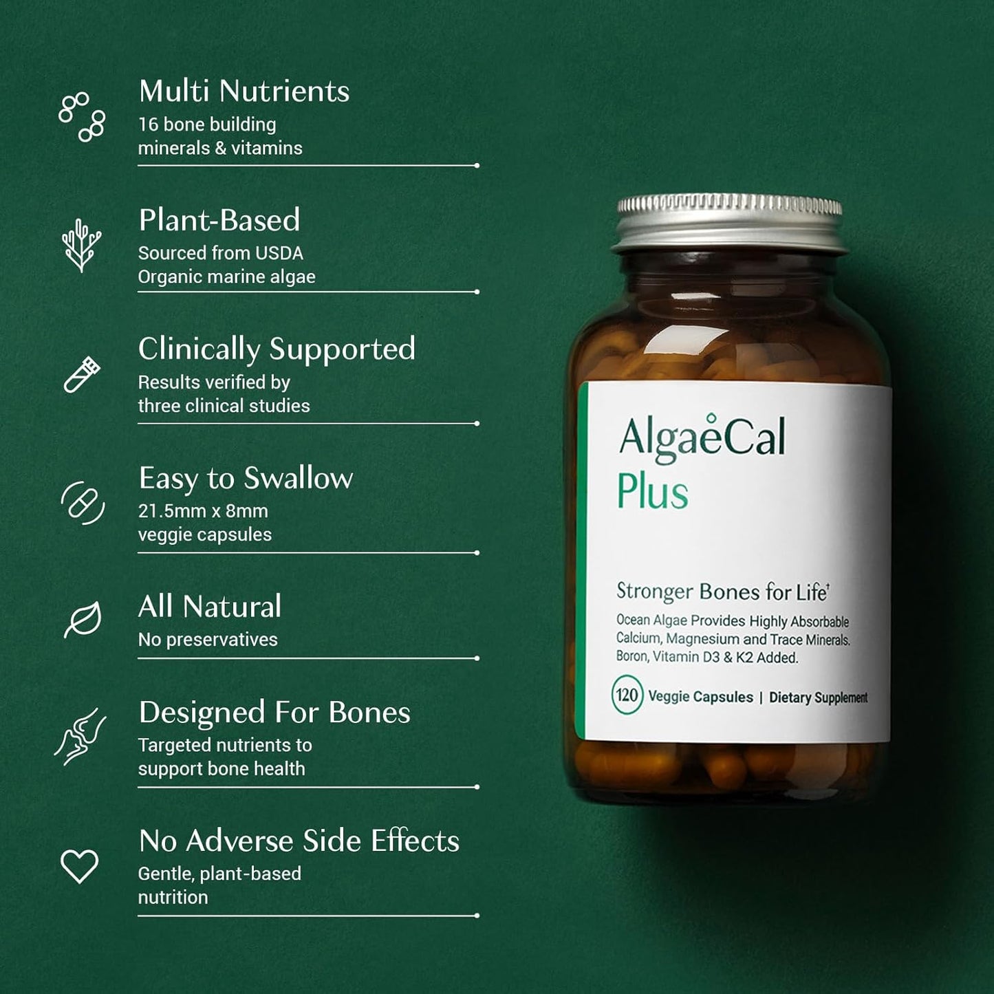 AlgaeCal Plus Bundle: Red Algae Calcium with Vitamin D3 & 16 Nutrients for Bone Health & Immune Support
